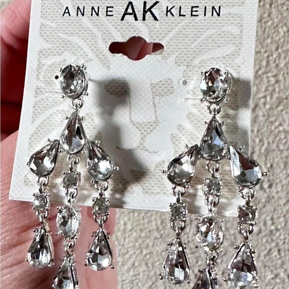 Anne Klein Silver Drop Earrings - Picture 1 of 2